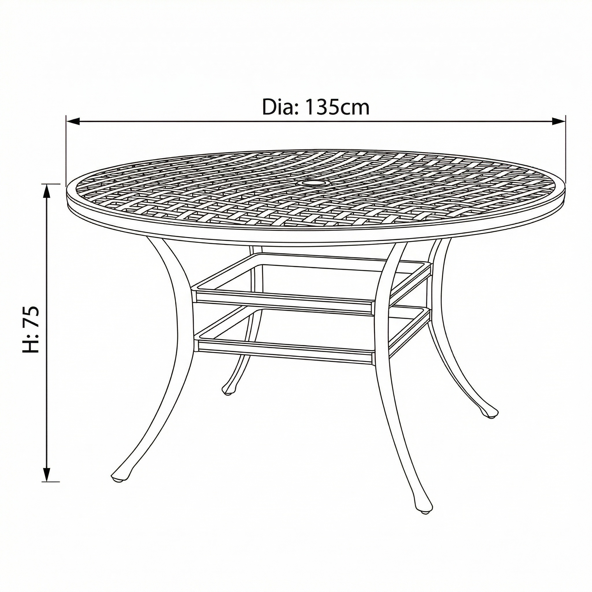 Tuscany 6 Seat Round Dining Set dimensions